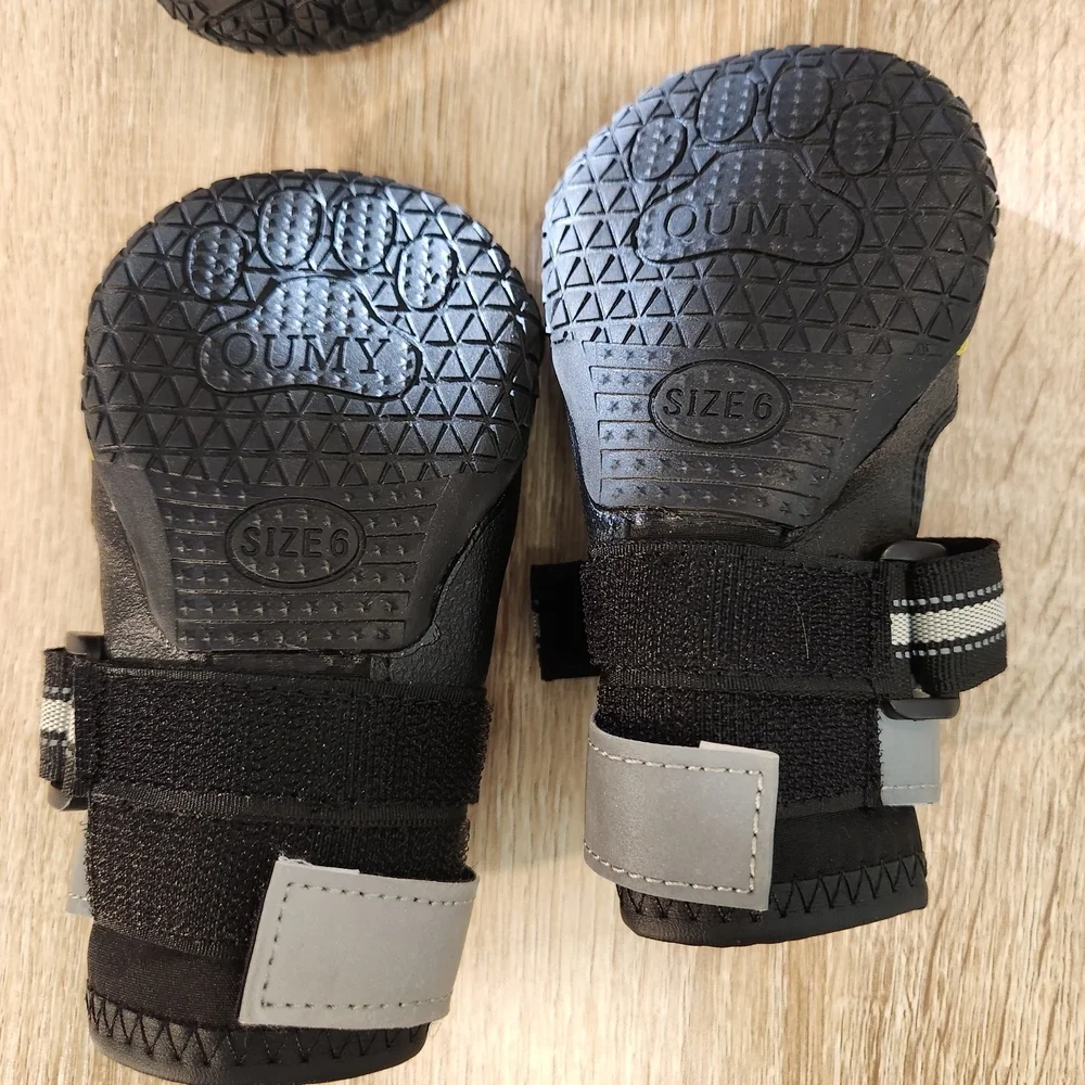 Qumy Pet Lot Of 4 Dog Boots Paw Protector Winter Snow Outdoor Walking Size 6